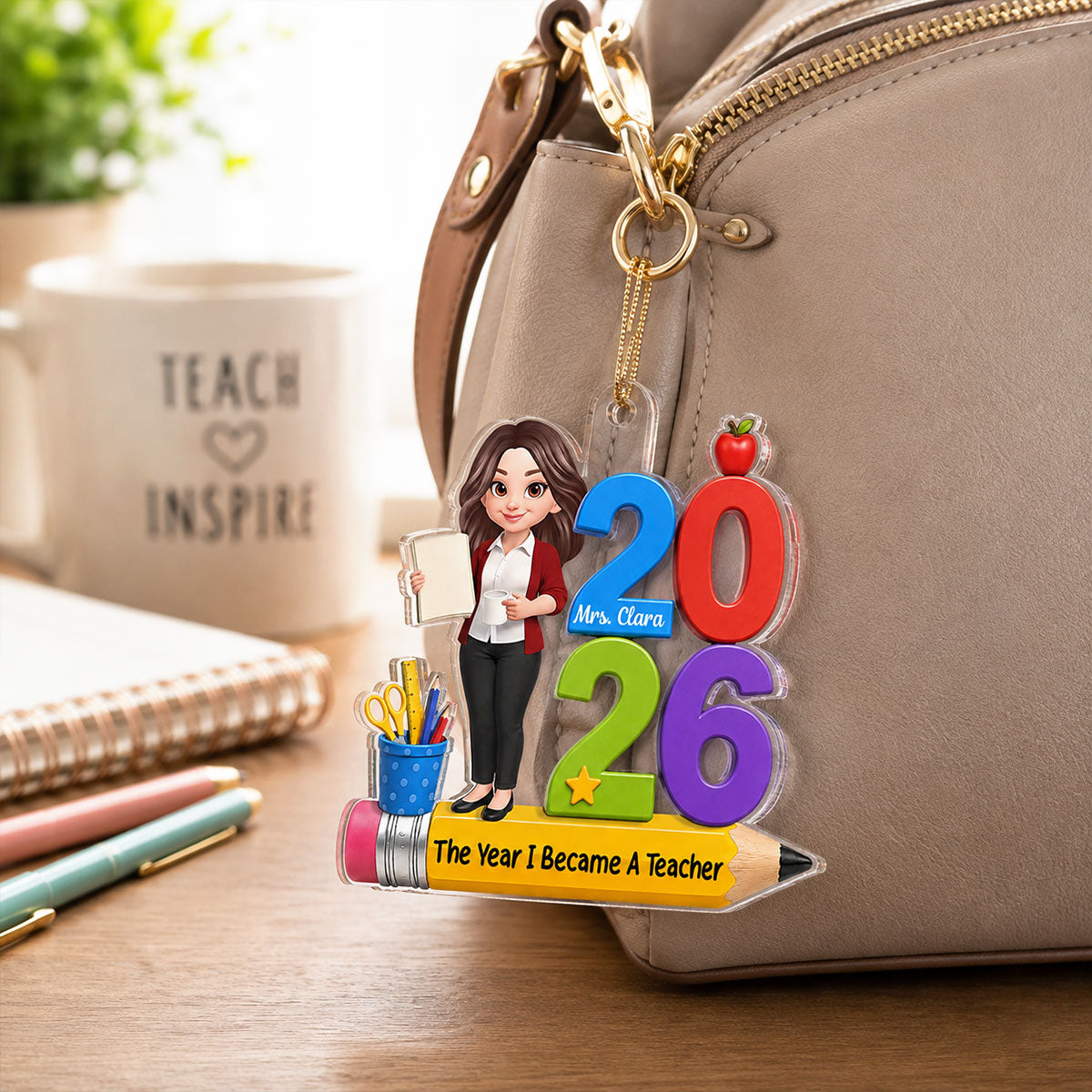 The Year I Became A Teacher 2D Flat - Personalized Acrylic Ornament - Christmas Keepsake Gift For Teacher