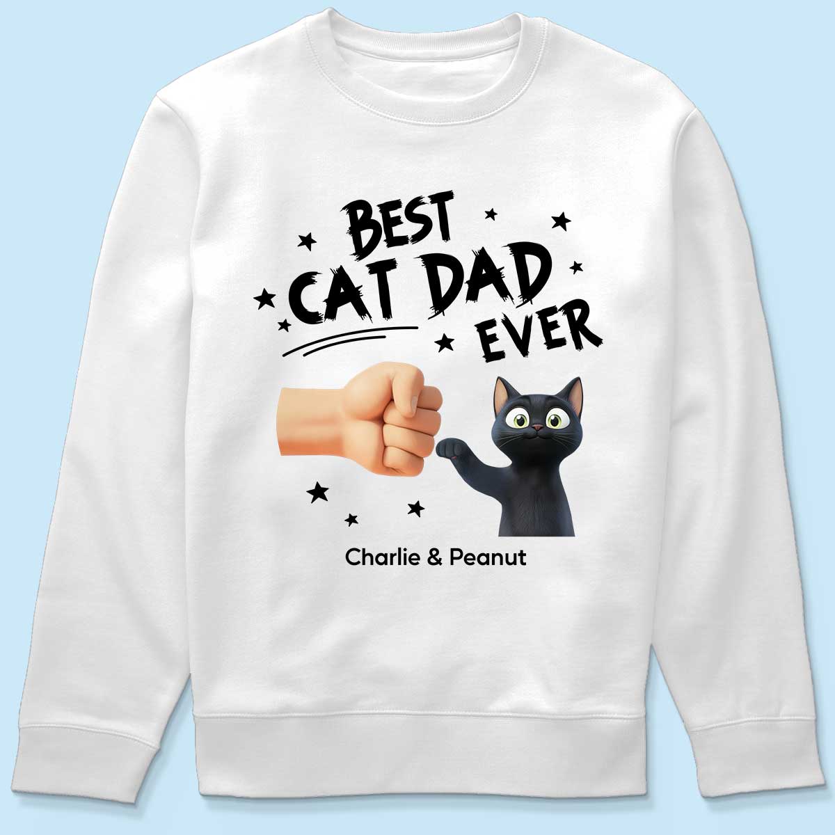 Best Cat Dad Ever Custom Cat Fist Bump Personalized Shirt, Gift for Cat Dads