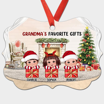 Grandkids On Gift Box Christmas Tree Personalized Christmas Ornament