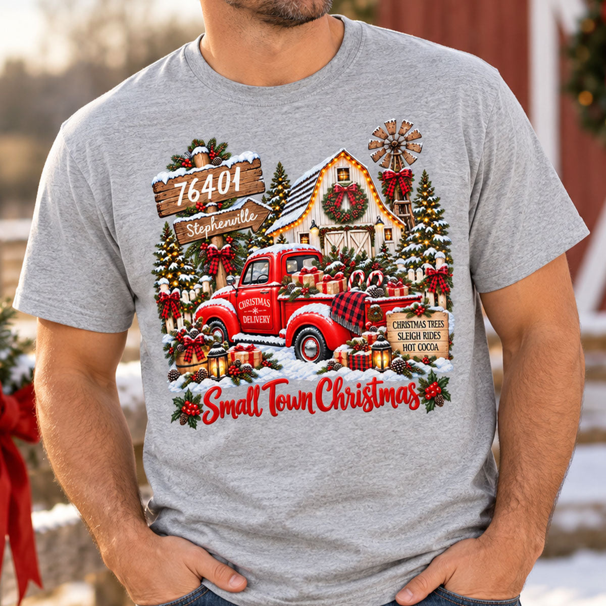 Custom Zip Code Small Town Christmas - Personalized Shirt - Trendy Christmas Holiday Tee, Town Pride