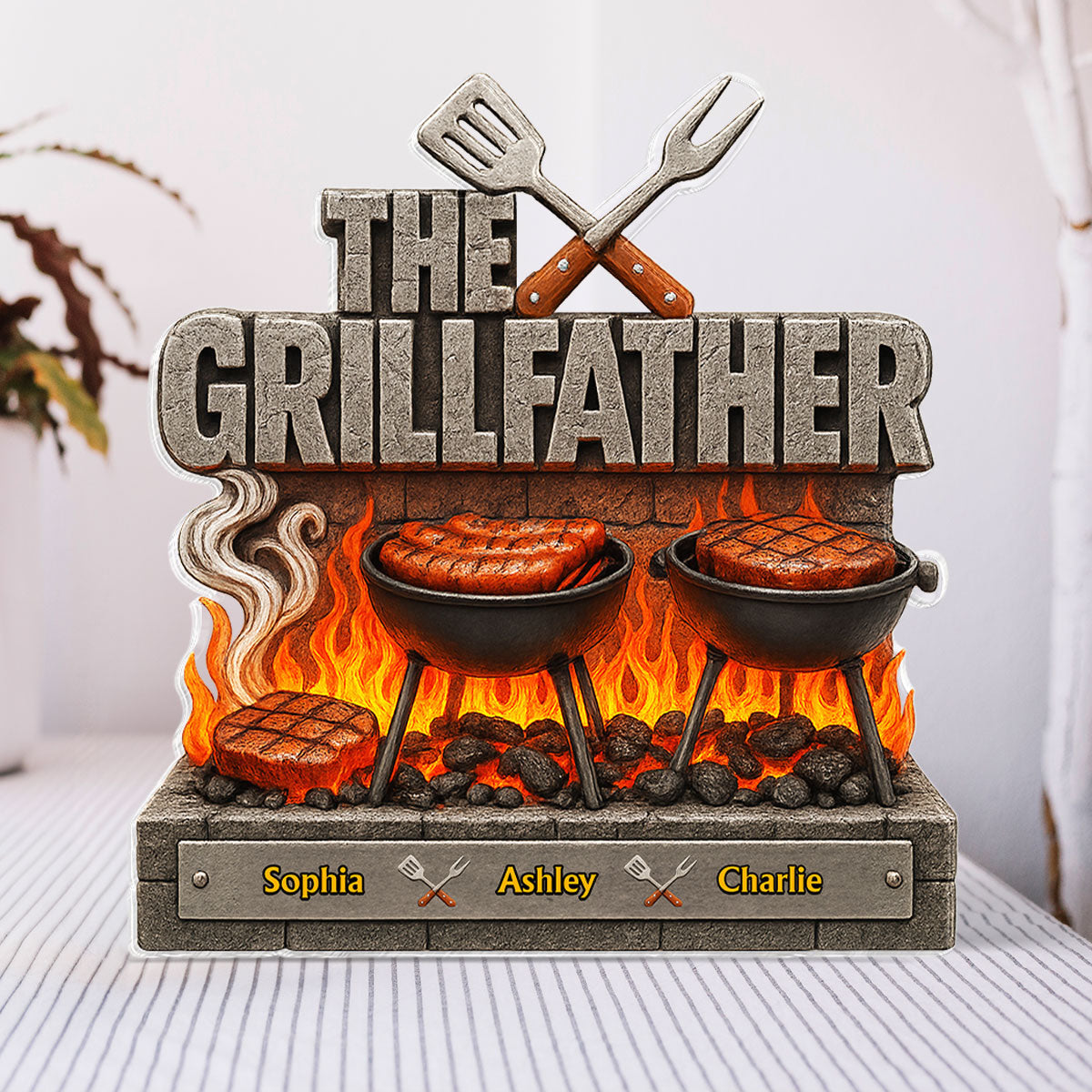 The Grillfather Personalized Custom Shaped Acrylic Block, Father's Day gift