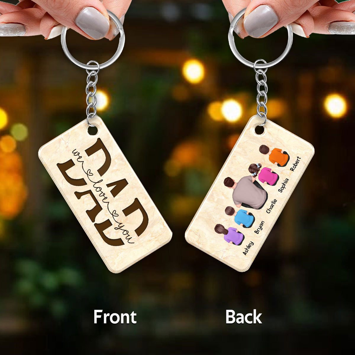 Best Dad Ever Back View Man Kids Dog Cat - Personalized Acrylic Keychain
