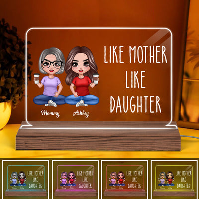 Doll Like Mother Like Daughter Son Gift For Mom For Daughters Sons Personalized Custom Shape Horizontal Rectangle Acrylic Plaque LED Night Light