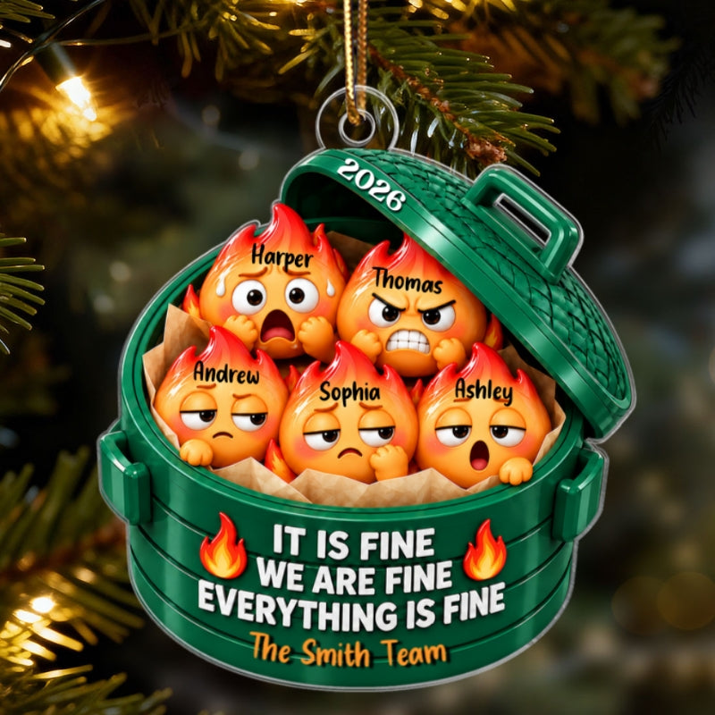 Everything Is Fine Squishy Dumpster Fire 2D Flat - Personalized Acrylic Ornament - Funny Coworker Christmas Gift 2026