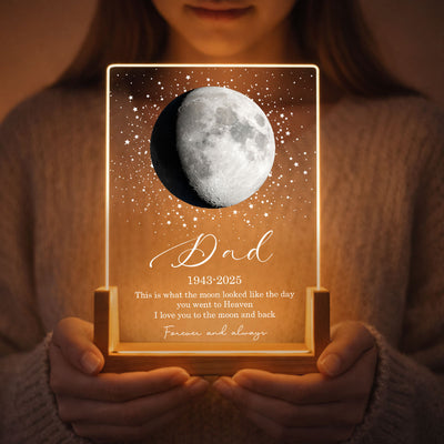 This is What the Moon Look Like the Day You Went to Heaven - Personalized LED Night Light - Heartfelt Memorial Remembrance Keepsake