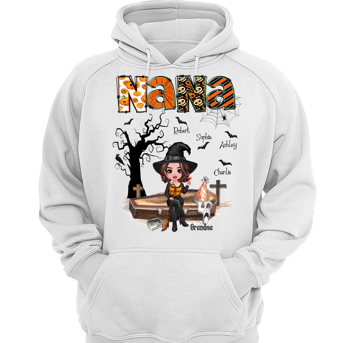 Halloween Grandma Mom Oranged Patterned Personalized Shirt