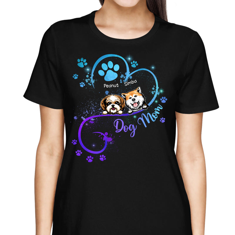 Peeking Dogs Dog Mom Heart Splash Personalized Shirt
