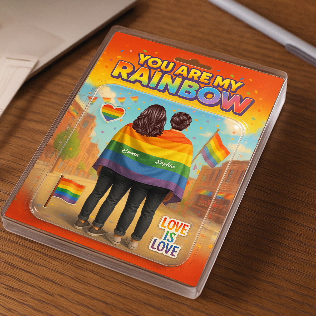 Pride Month LGBT Couple Custom Figure Personalized Rectangle Acrylic Block Plaque, Gift For Couple