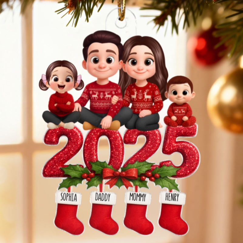 Our Family 2025 Keepsake - Personalized Acrylic Ornament - Christmas Decor for Family