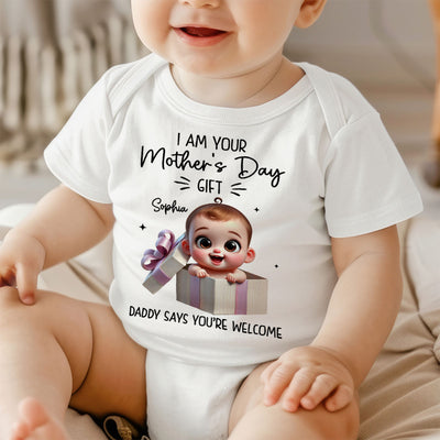 I'm Your Gift Cute Baby Sitting In Gift Box Personalized Baby Onesie, Baby Shirt