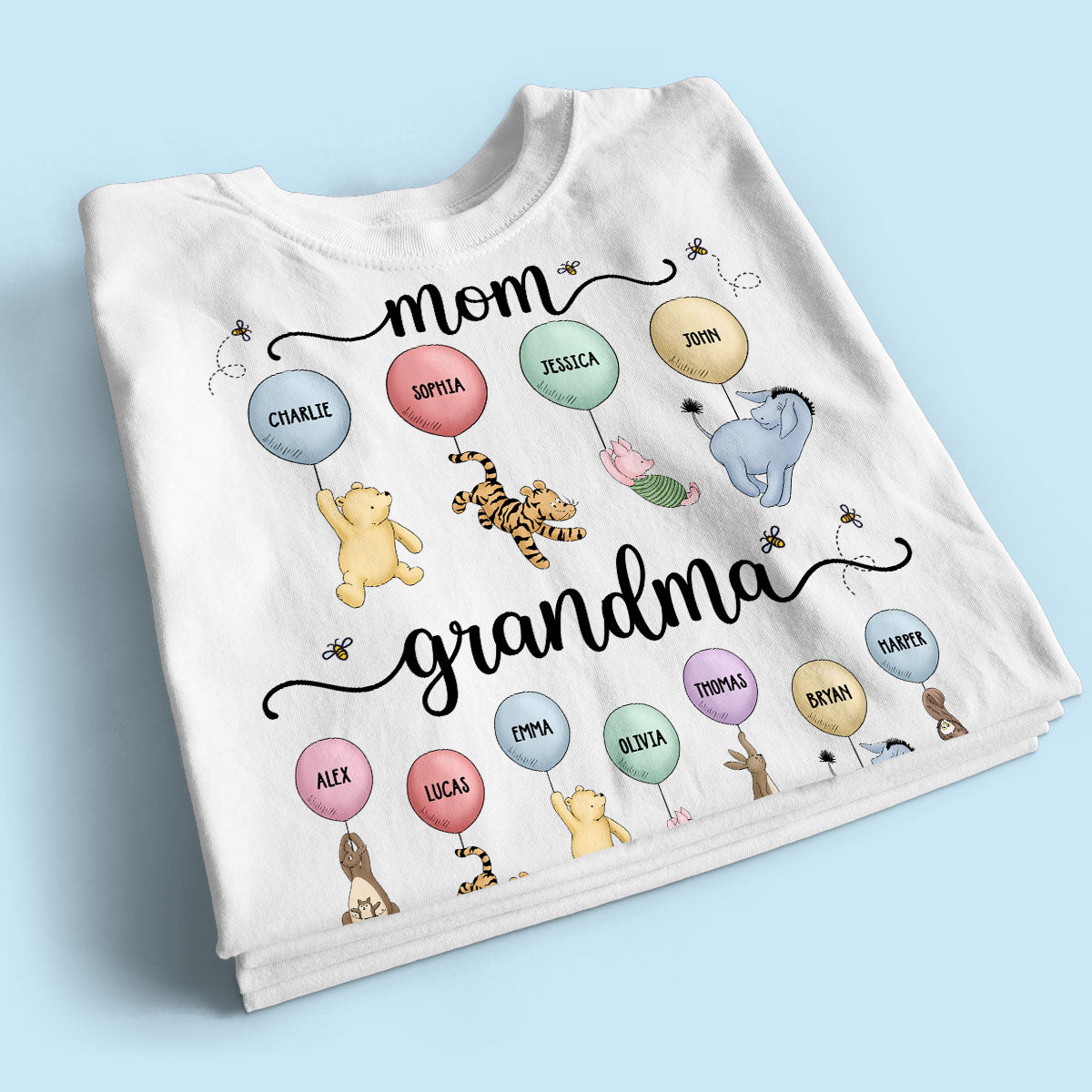 Mom Grandma Cute Characters With Balloons Personalized Shirt Mother‘s Day Gift For Grandma