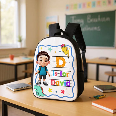 Back To School Gift For Kid, Custom Name Retro Personalized Backpack