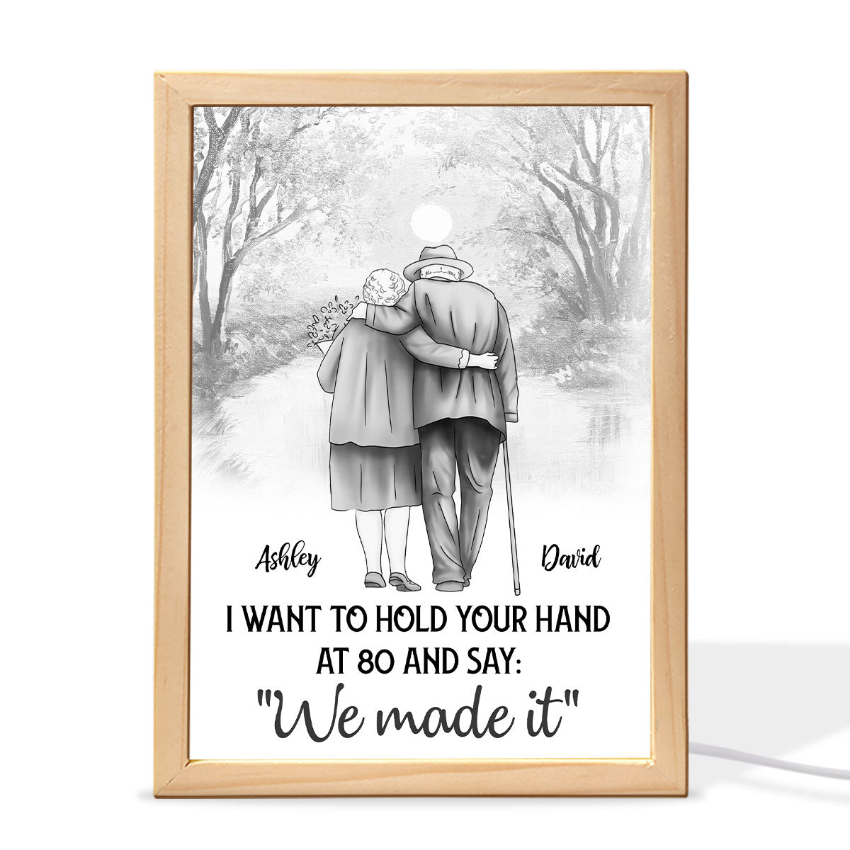 Couple Hold Hands Back View Personalized Luminous Frame Light Box
