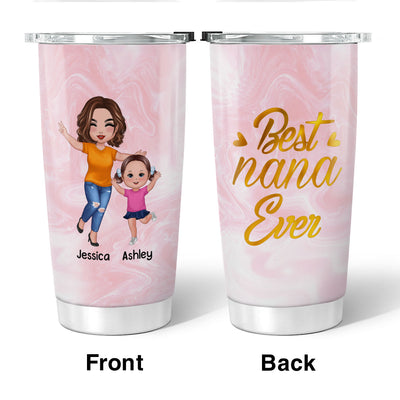 Best Grandma Mom Auntie Ever Pink Happy Doll Woman & Doll Kids Personalized Tumbler