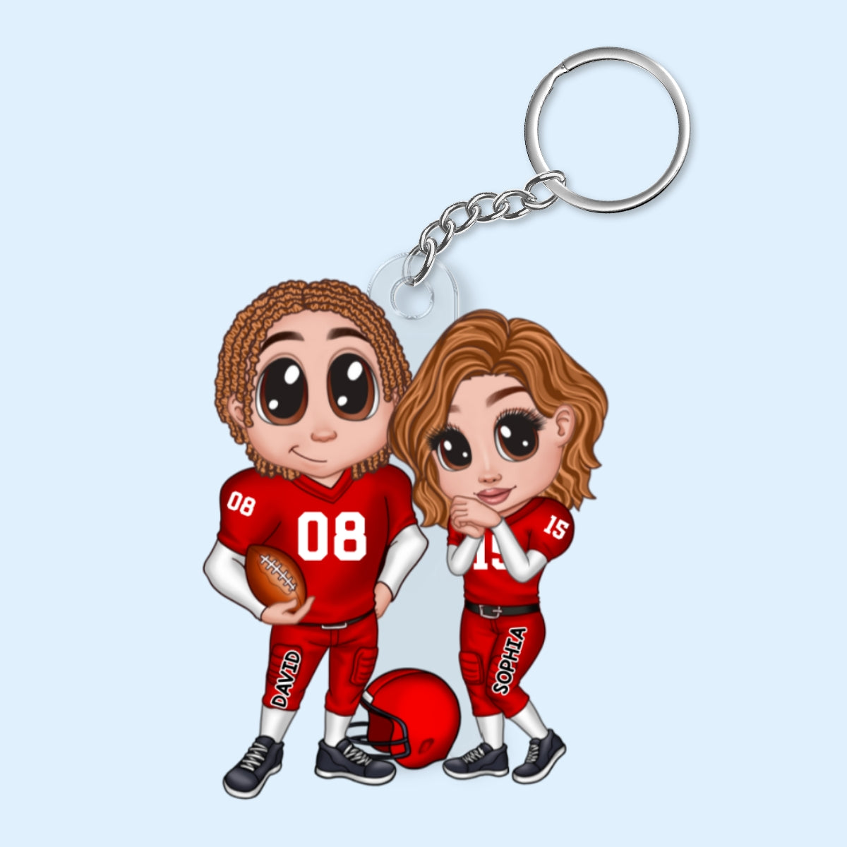 American Football Couple Y2K Style Personalized Acrylic Keychain,  Gift For Couples