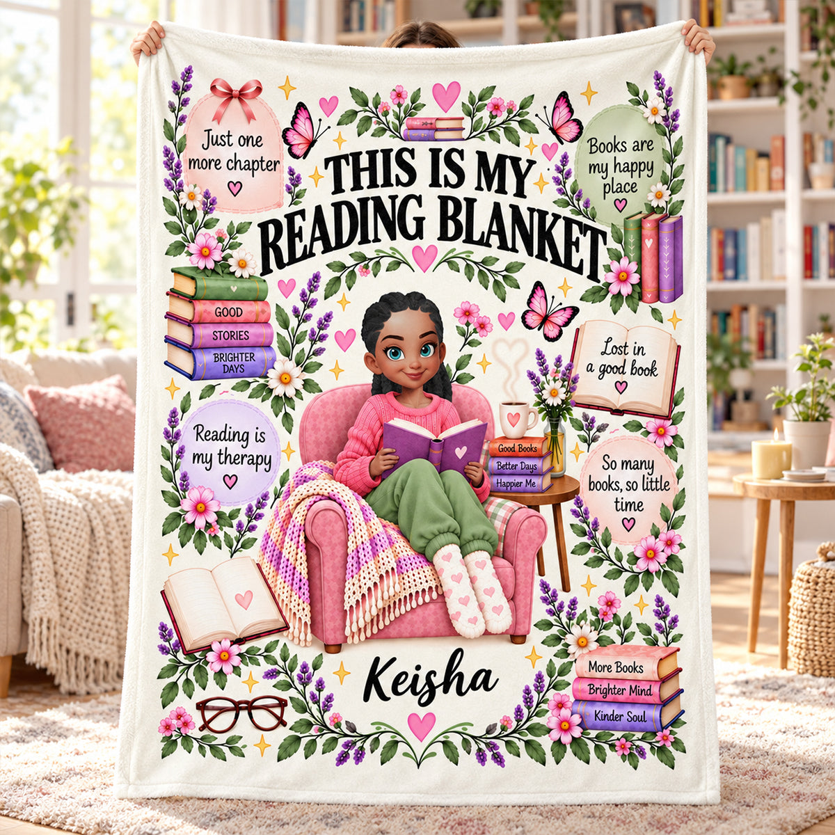 Just A Girl Who Loves Reading Books - Personalized Fleece Blanket - Christmas Gift For Girl, Granddaughter, Daughter, Book Lovers, Bookworm
