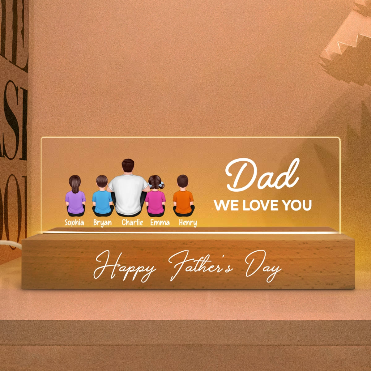Dad I Hope Every Time You Light This Up Personalized Acrylic Block LED Night Light