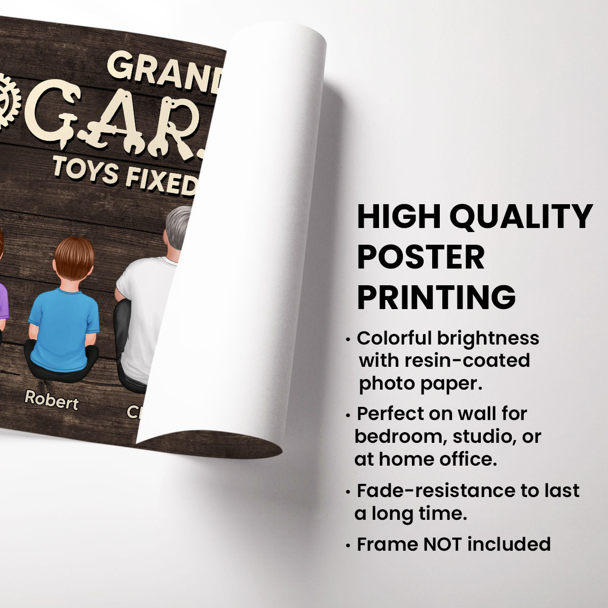 Dad Grandpa Workshop Garage Sitting Back View Personalized Poster, Meaningful Father's Day Gift for Dad, Gift for Husband