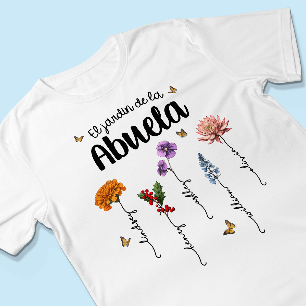 Abuela's Garden El Jardin De la Abuela Grandma's Garden Personalized Shirt