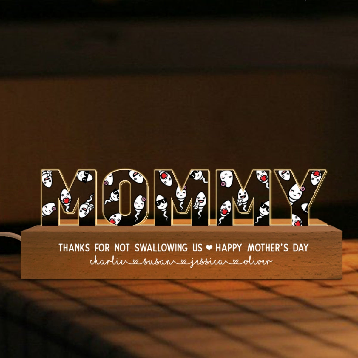 Mommy Thanks For Not Swallowing Us Funny Mother‘s Day Gift For Mom Personalized LED Night Light