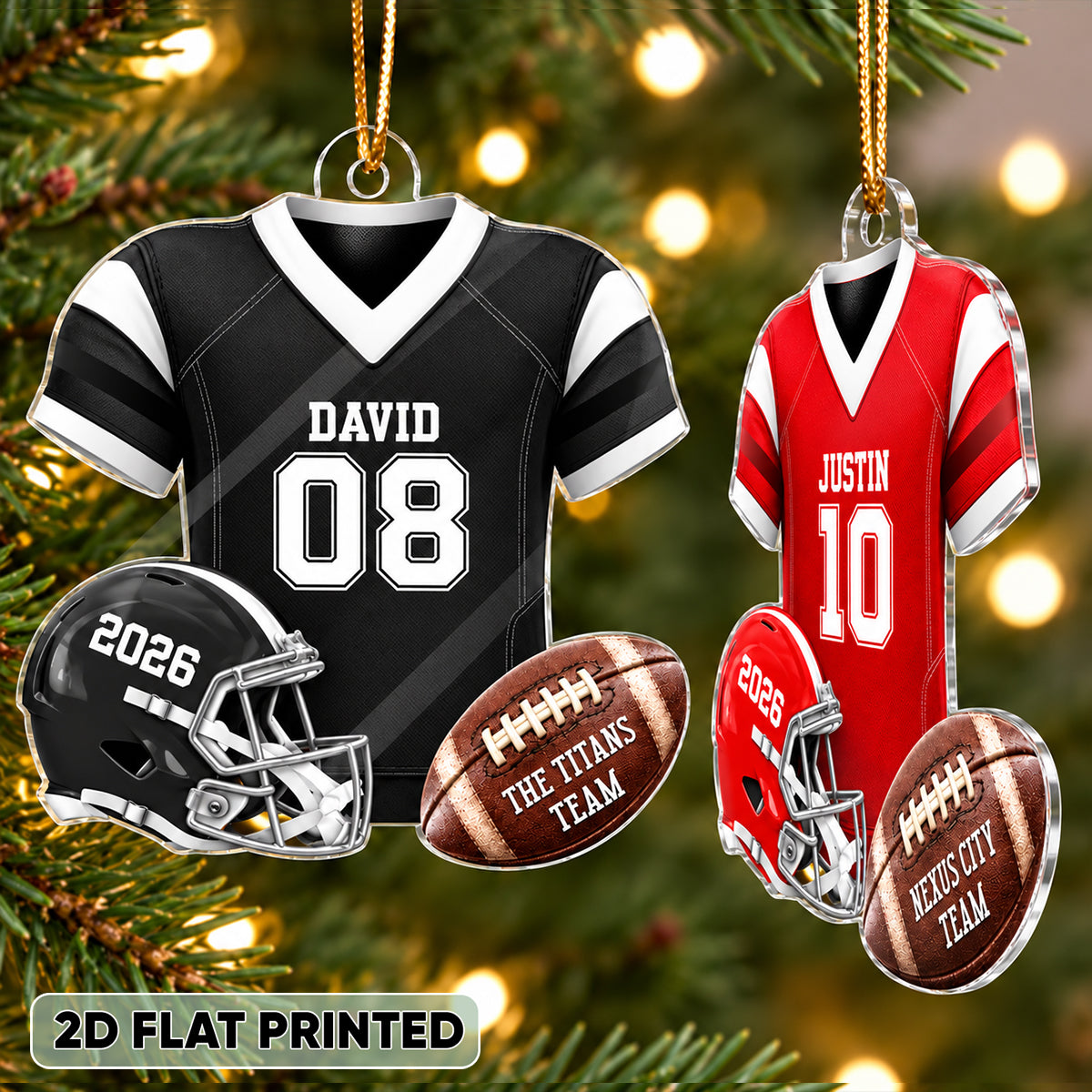 Custom Football Jersey - Personalized Acrylic Ornament - Christmas Gift for Son, Grandson, Boyfriend