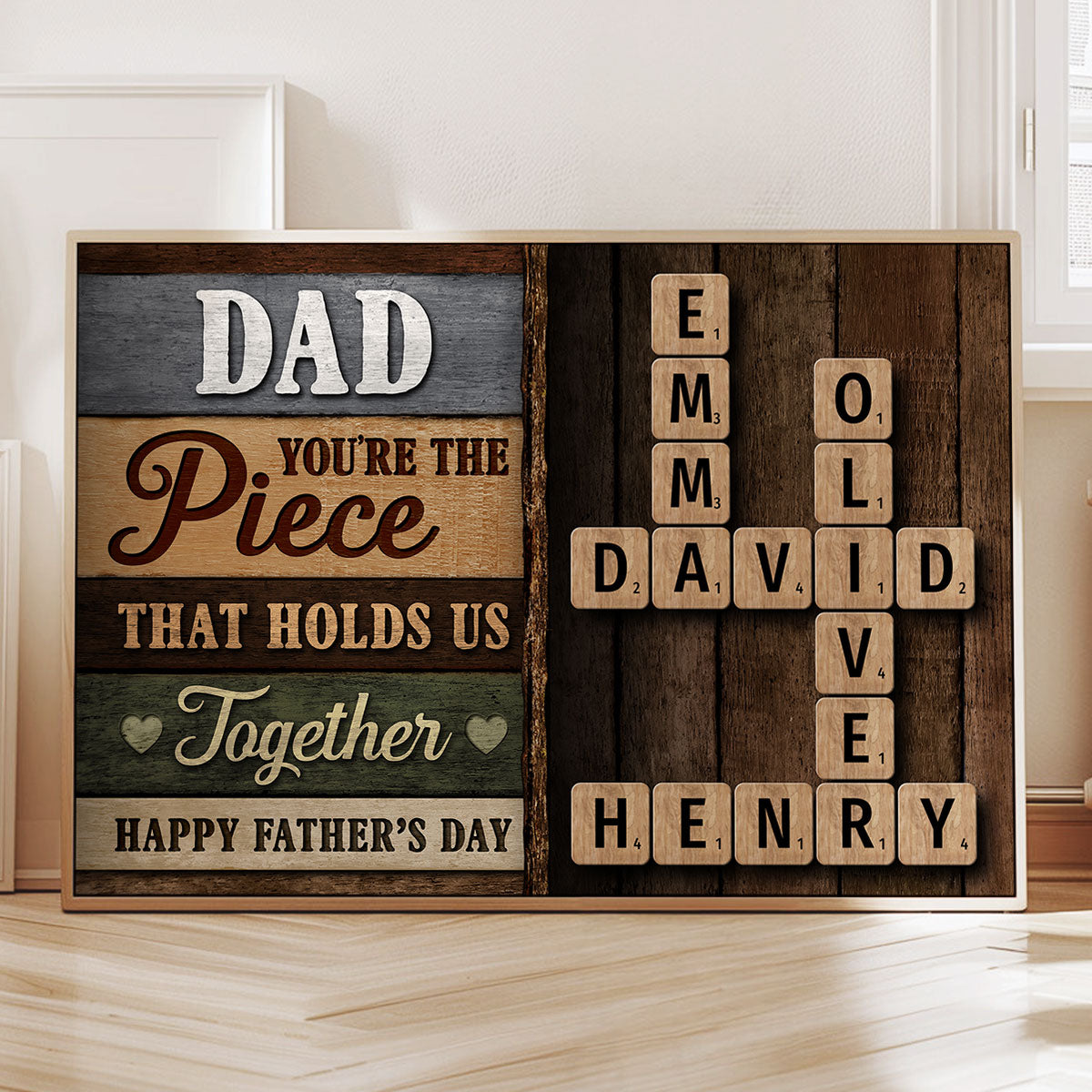 Colored Wood Pallet Dad You Are The Piece That Holds Us Together Crossword Puzzle Art Personalized Poster