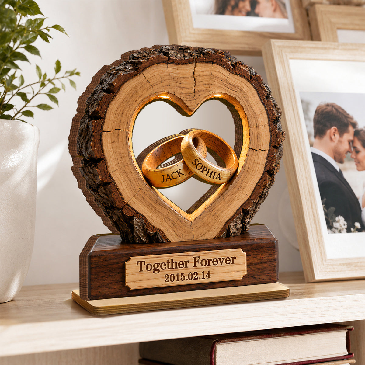 Together Forever Couple Anniversary - Personalized 2-Layered Wooden Plaque - Heartfelt Gift for Her, for Him