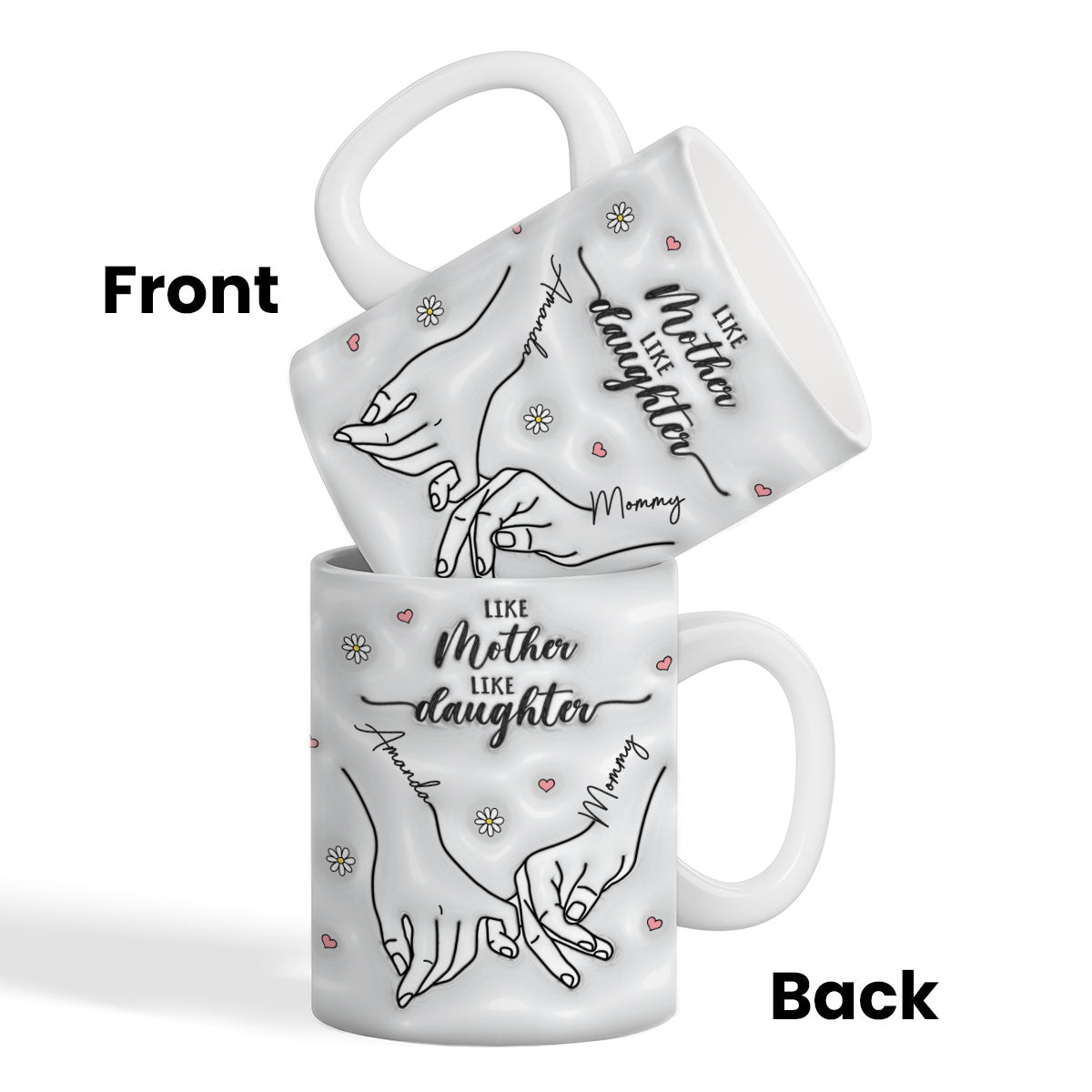 3D Inflated Like Mother Like Daughter Holding Hands Personalized Mug