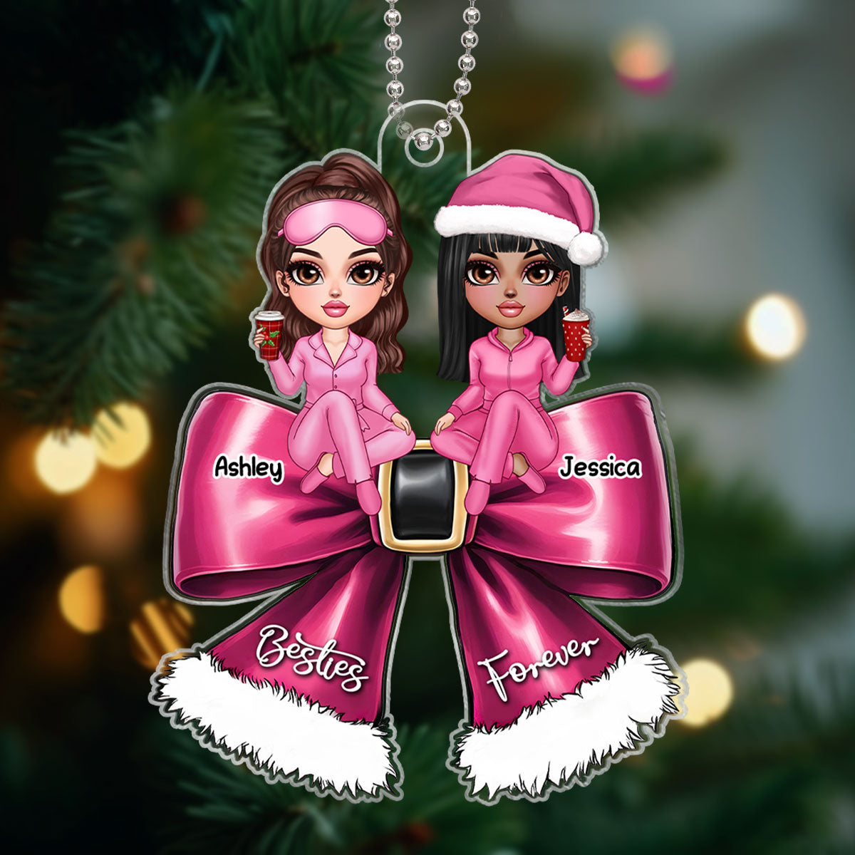 2D FLAT Personalized Pink Makeup Acrylic Ornament, Makeup Christmas Ornament, Teen Girl Ornament, Xmas Artist Christmas Ornament Decor Gift