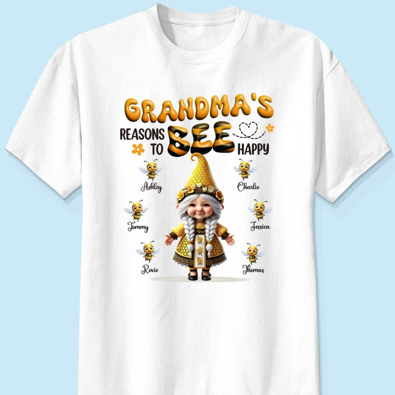 Gnome Grandma Reason To Bee Happy Personalized Shirt, Gift For Grandma