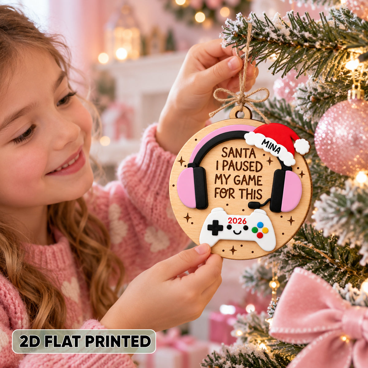 Santa I Pause My Game for This - Personalized Wooden Ornament - Christmas Gift for Son, Daughter, Grandkids
