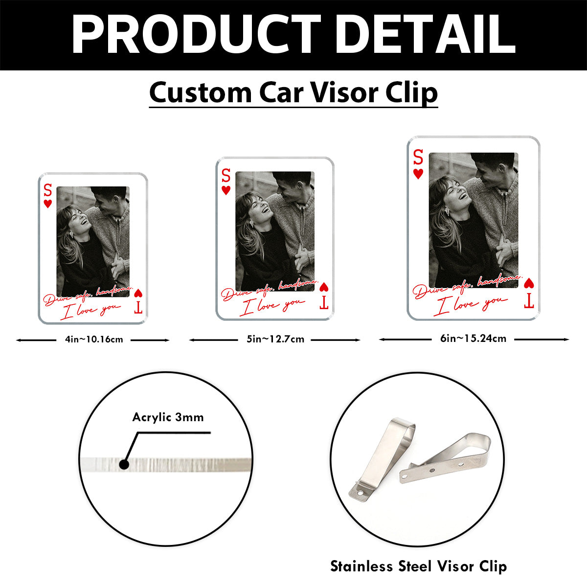 Drive Safe I Love You Custom Couple Photo Initials - Personalized Car Visor - Heartfelt Valentine's Day Gift For Couple, For Him, For Her