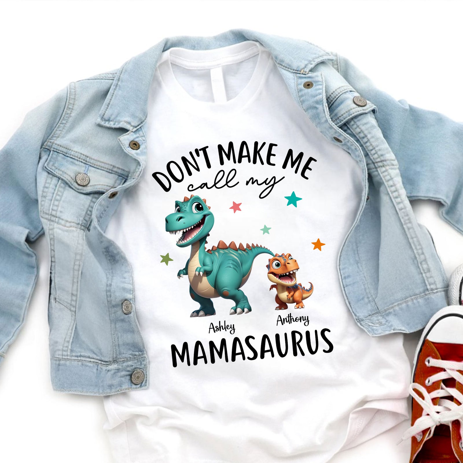 Don't Make Me Call My Mamasaurus Grandmasaurus Personalized Kid Shirt
