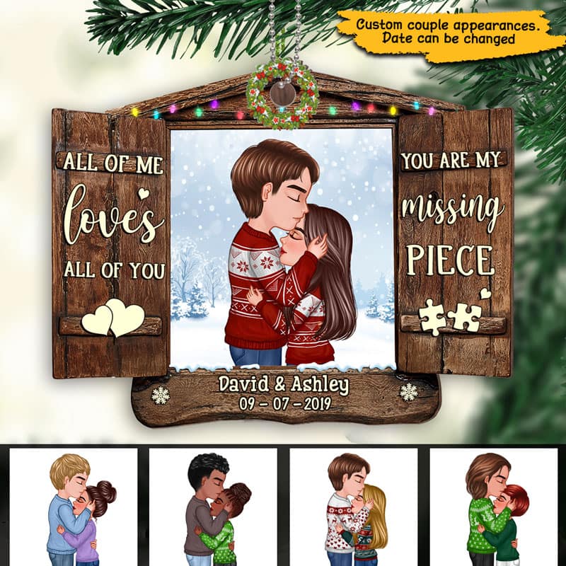 All Of Me Loves All Of You Couple Christmas Personalized Wooden Ornament