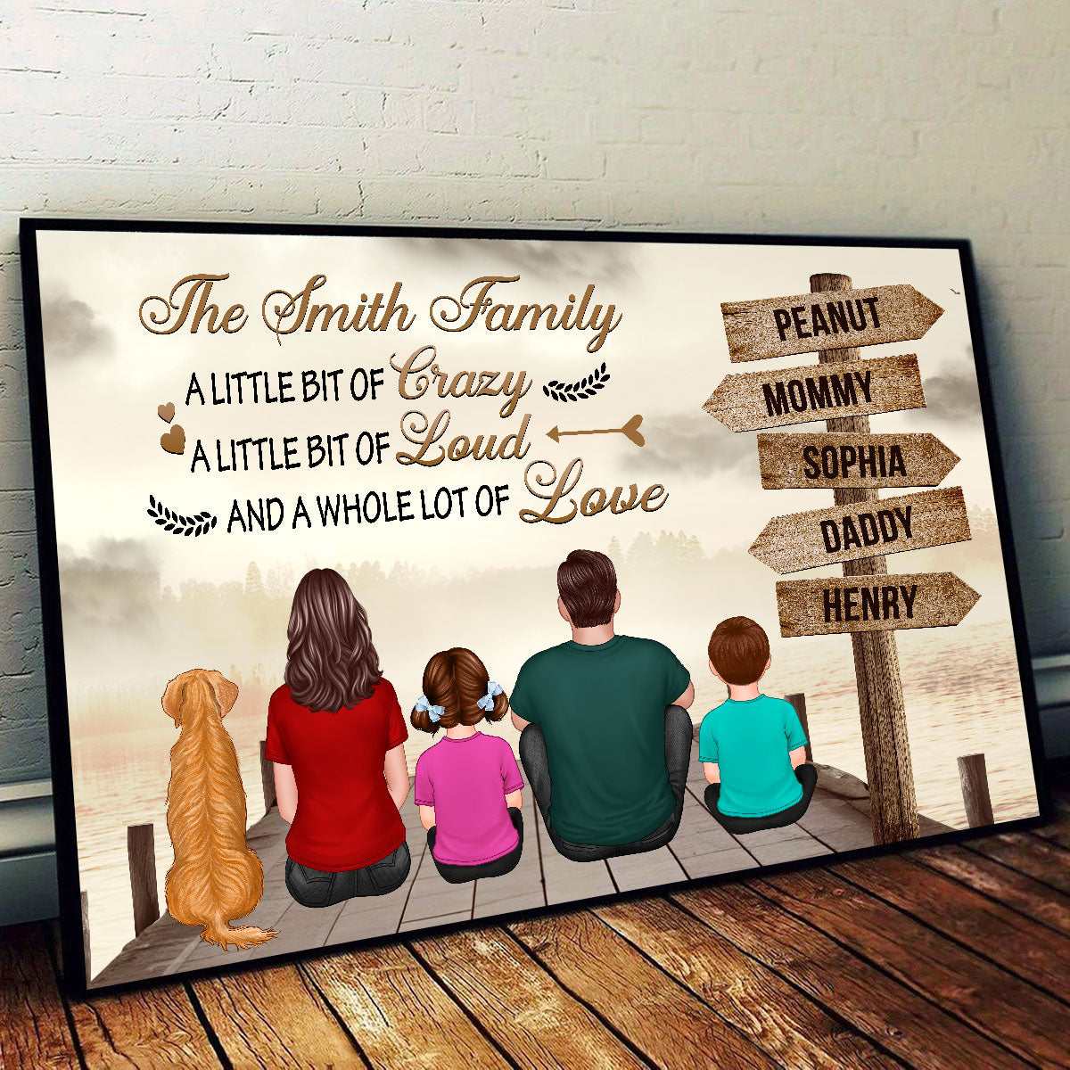 Family A Little Bit Of Street Sign Poster, Personalized Family Poster, Unique Home Decoration, Gift For Family