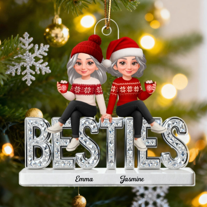 3D Shinning Effect Besties Christmas - Personalized Acrylic Ornament - Gift For Best Friends