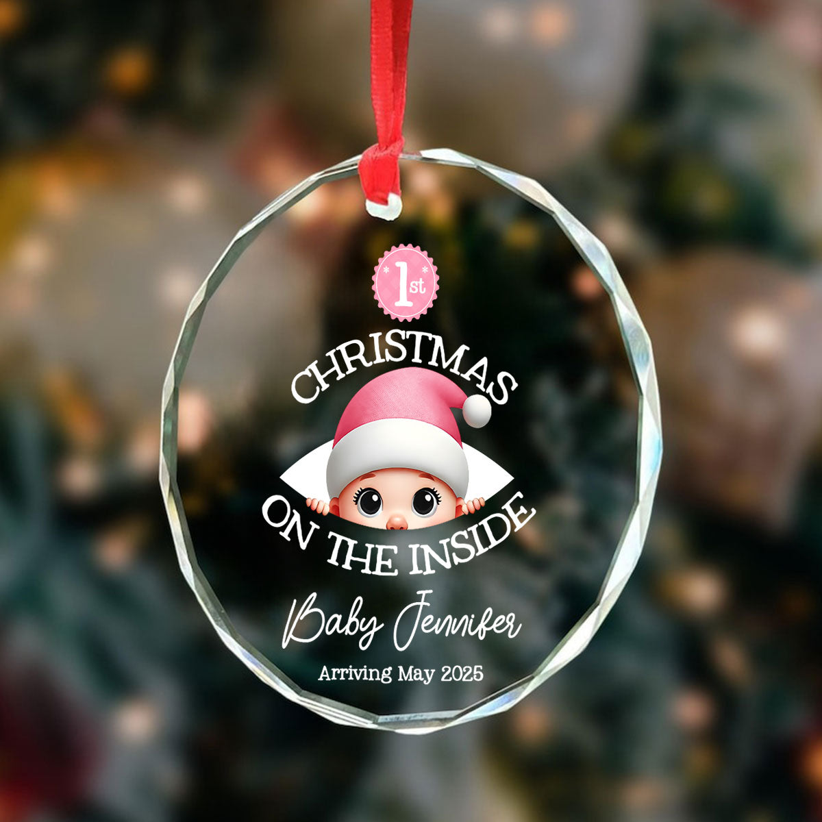 Personalized Baby's First Christmas On the Inside Glass Ornament, Custom Pregnancy Reveal Ornament, Expecting Parents