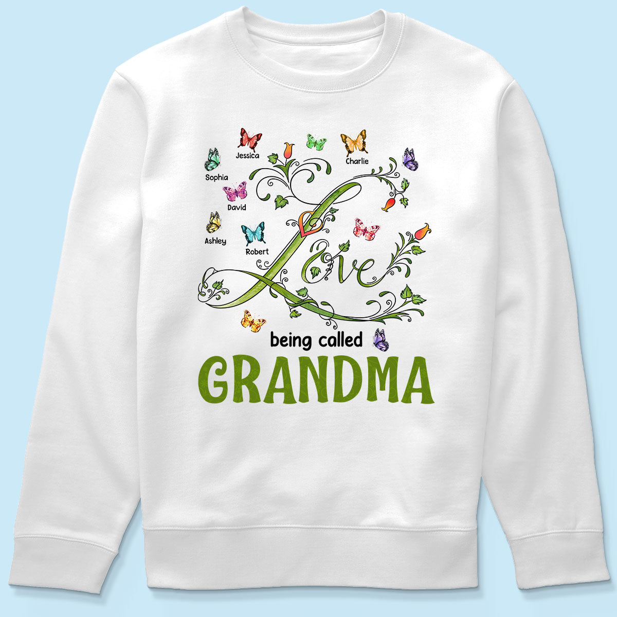 Love Being Called Grandma Leaves Flowers Butterflies Personalized Shirt