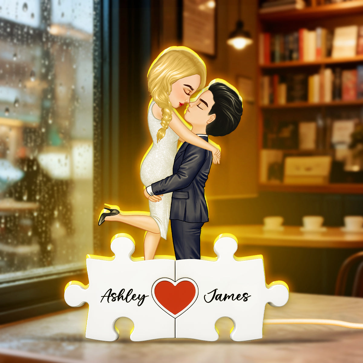 Puzzle Name Couple - Personalized Light Box - Gift for Couple, for Her, for Him