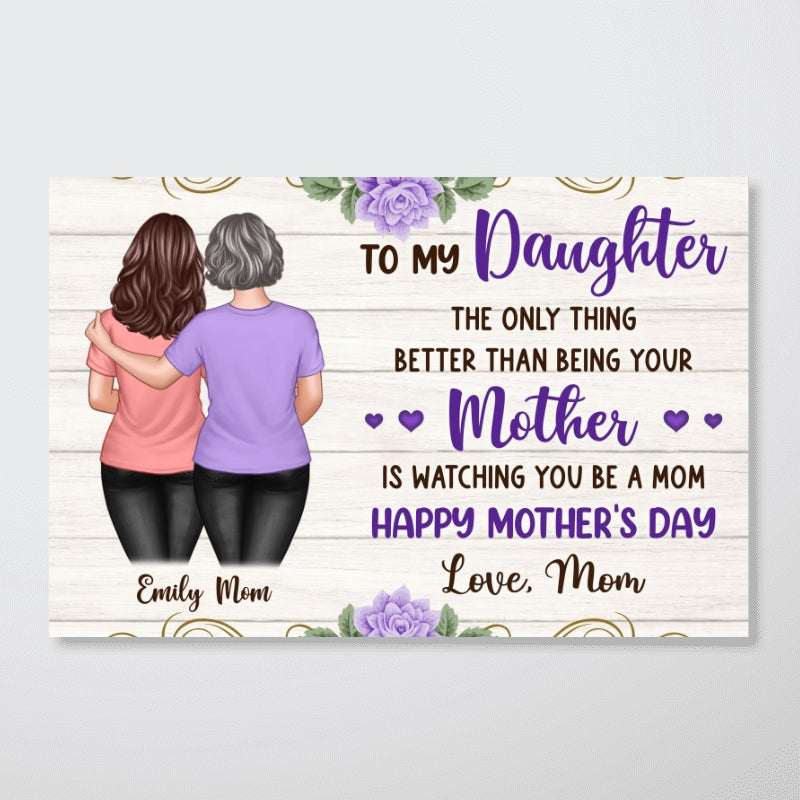 Purple Flowers To My Daughter From Mom Happy Mother's Day Personalized Poster, Gift For Daughter