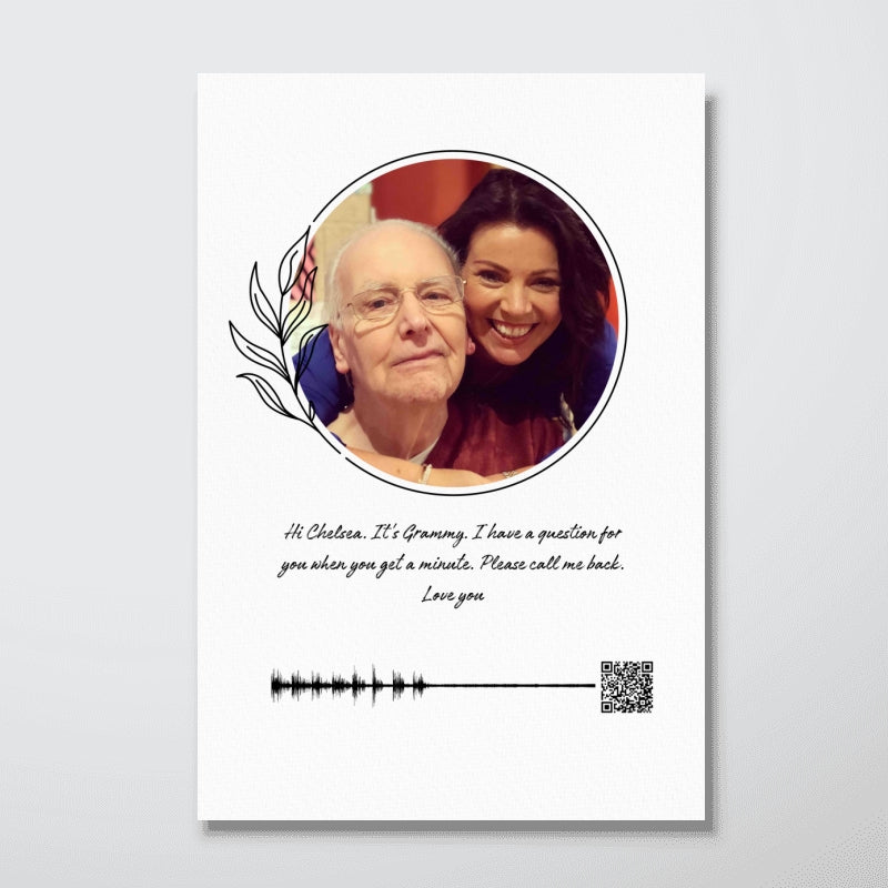 Heartfelt Voice Recording Gift for Mom, Grandma, Dad, Grandpa, Soundwave Art QR Code Personalized Poster