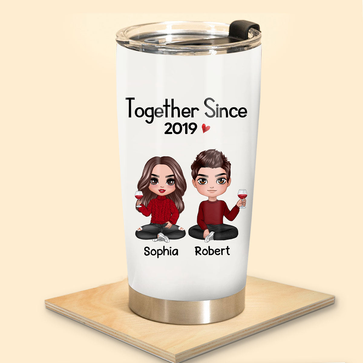 Doll Couple Sitting Gift For Him Gift For Her Personalized Tumbler