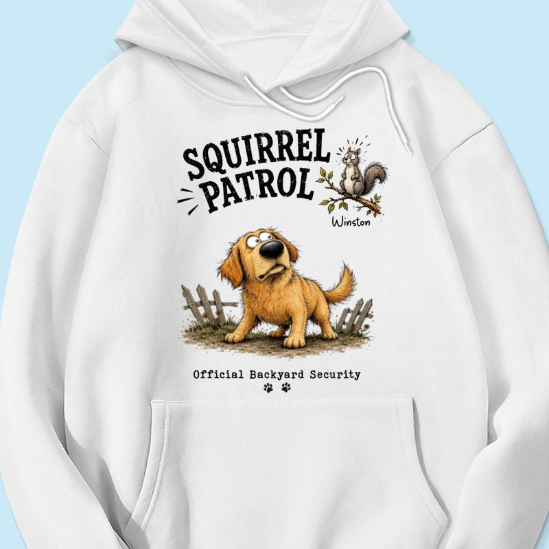 Squirrel Patrol Quirky Dog Portrait From Your Dog Photo - Personalized Shirt - Funny Gift For Dog Lover