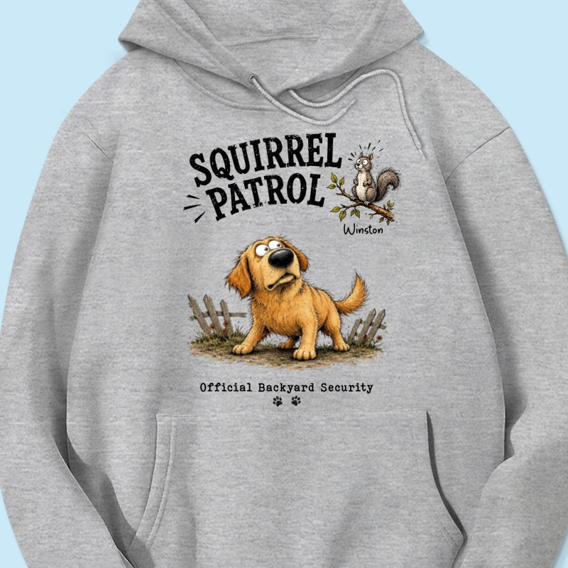 Squirrel Patrol Quirky Dog Portrait From Your Dog Photo - Personalized Shirt - Funny Gift For Dog Lover