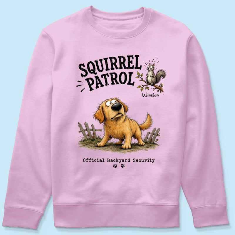 Squirrel Patrol Quirky Dog Portrait From Your Dog Photo - Personalized Shirt - Funny Gift For Dog Lover