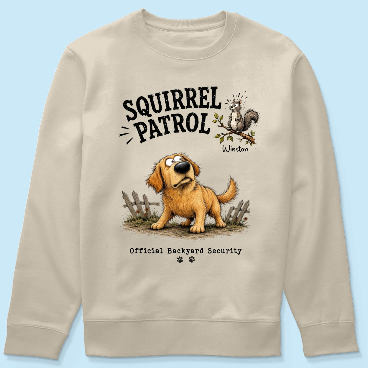 Squirrel Patrol Quirky Dog Portrait From Your Dog Photo - Personalized Shirt - Funny Gift For Dog Lover