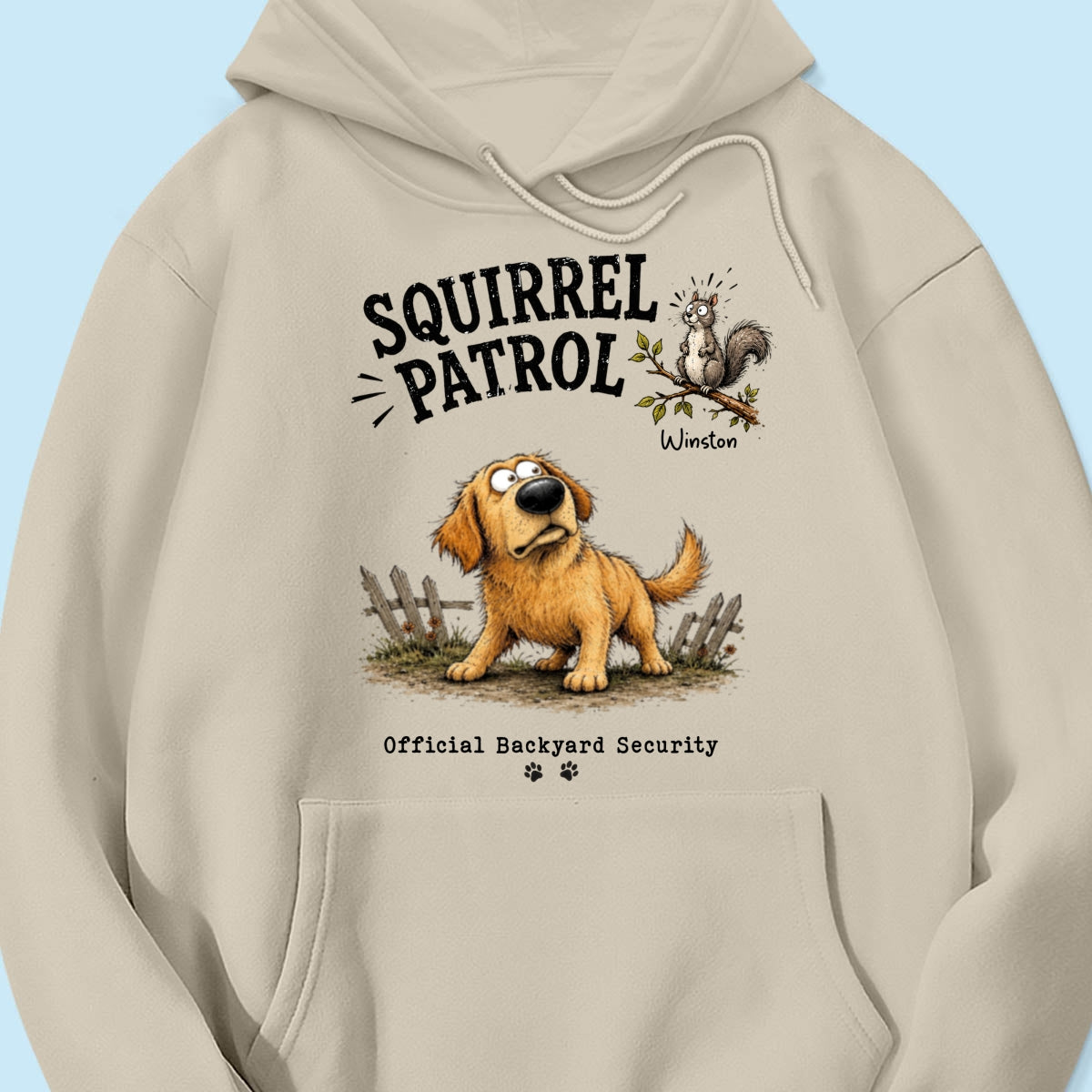 Squirrel Patrol Quirky Dog Portrait From Your Dog Photo - Personalized Shirt - Funny Gift For Dog Lover