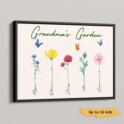 Family Watercolor Flowers Personalized Horizontal Poster