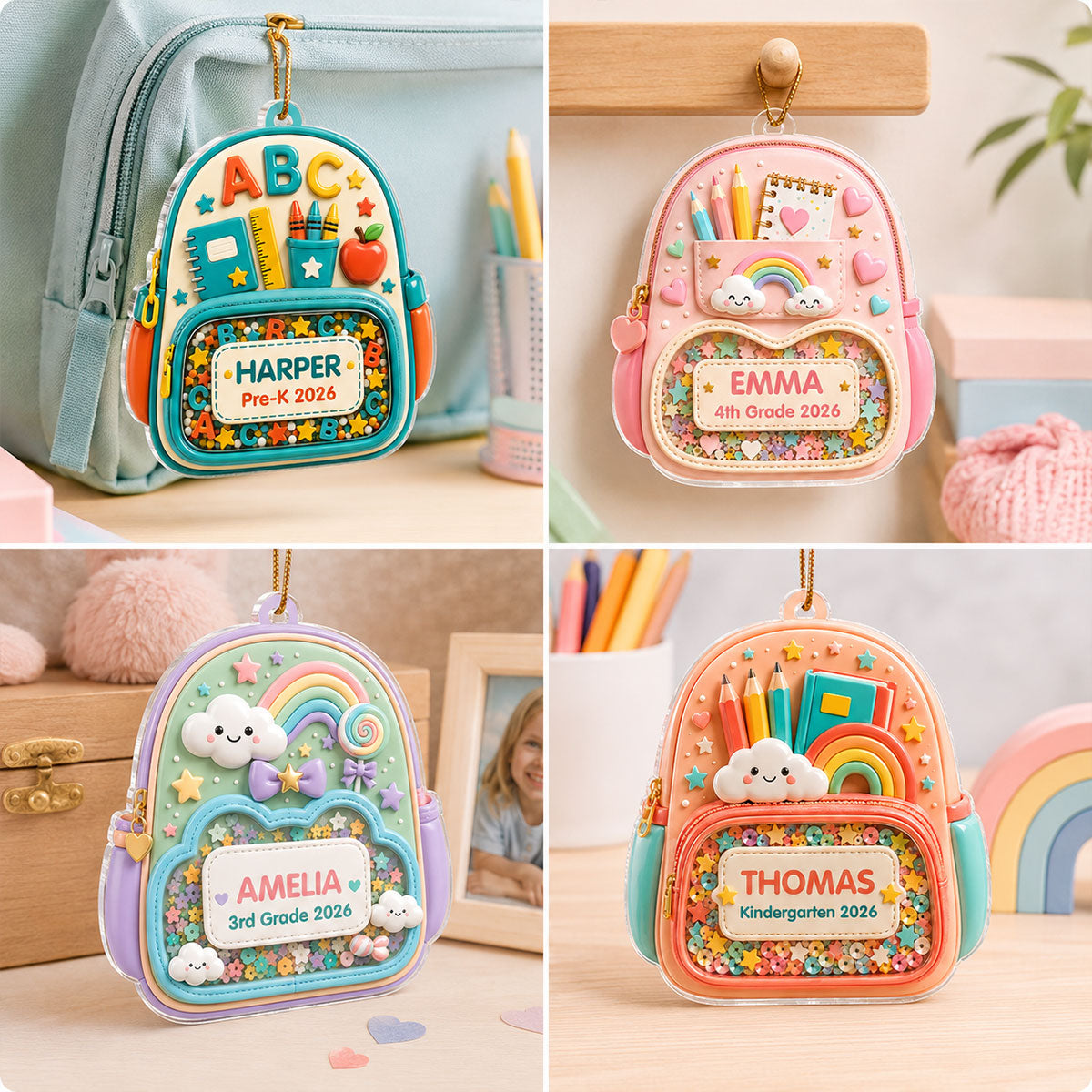 First Day Of School Backpack - Personalized Acrylic Ornament - Christmas Gift For Kids