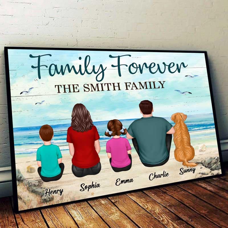 Beautiful Beach Landscape Family Love Personalized Poster| Heartfelt Father's Day Gift For Dad, Husband